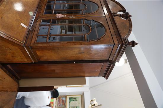 An 17th/18th century walnut bureau bookcase, W.3ft 11in. D.2ft 1in. H.8ft 1in.